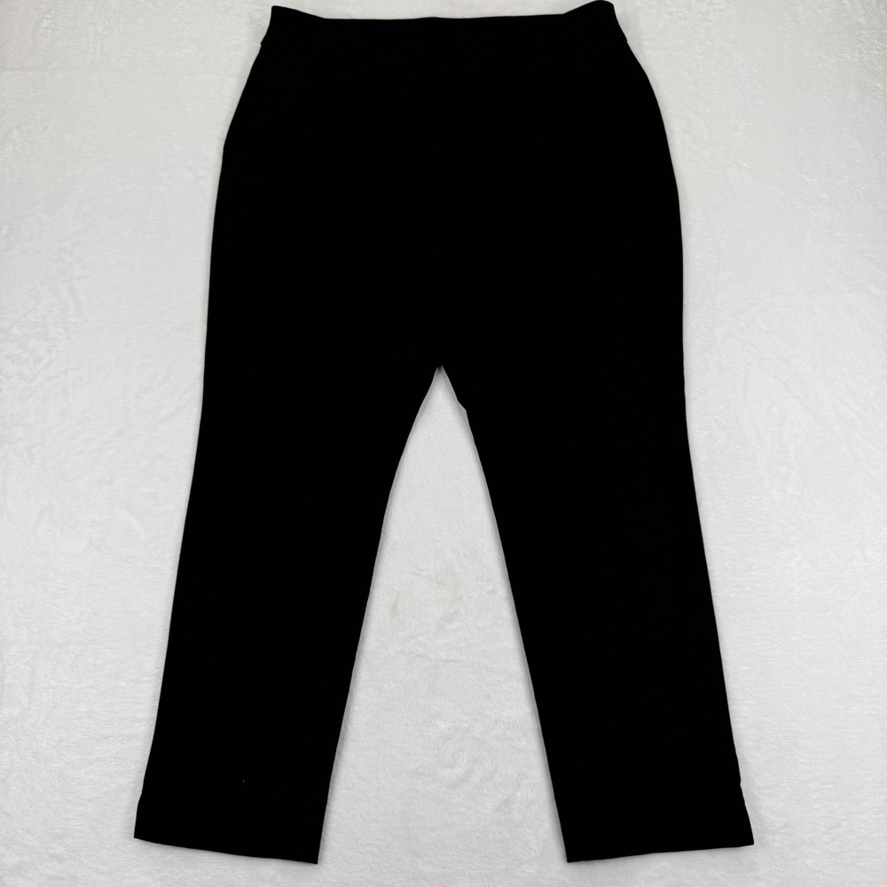 Chicos Black Pull On‎ Straight Leg Pants Womens 2P US 12P Petite Stretch Career